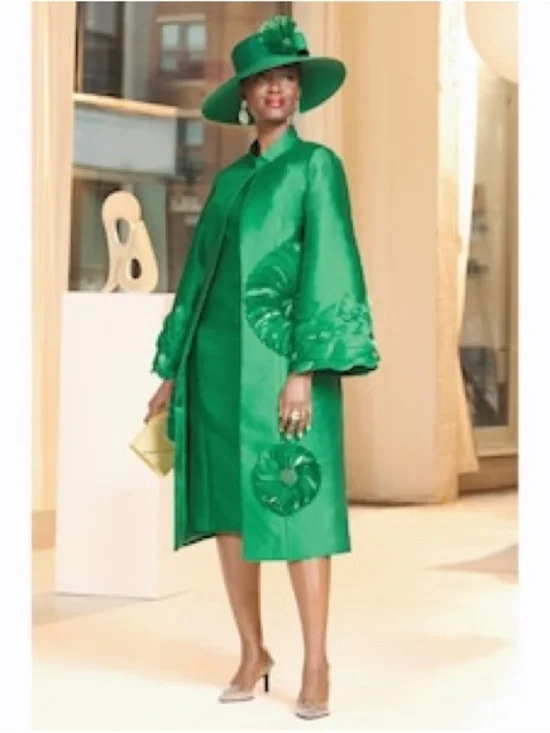 Giovanna Metallic Brocade Ruffle-Shoulder Sheath Dress-Plus - Picture 3 of 10